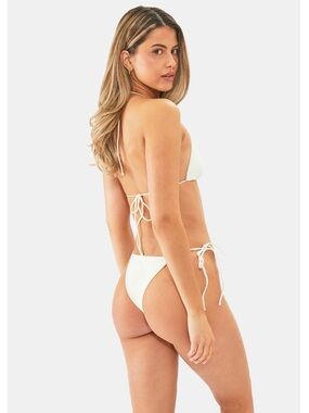 Adjustable White Tie-Side Bikini Bottom